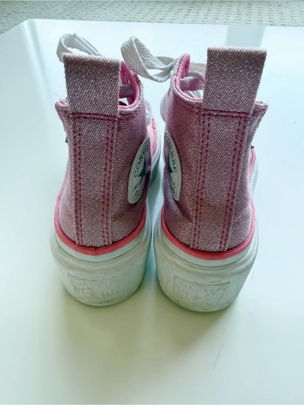 Converse Chuck Taylor All Star Lugged Lift Platform Sneakers Sz 12 Sparkle Pink